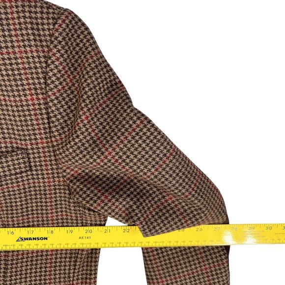 Tommy Hilfiger Mens M Wool Blend Houndstooth Blazer Suede Elbow Patches Timeless - Picture 9 of 16